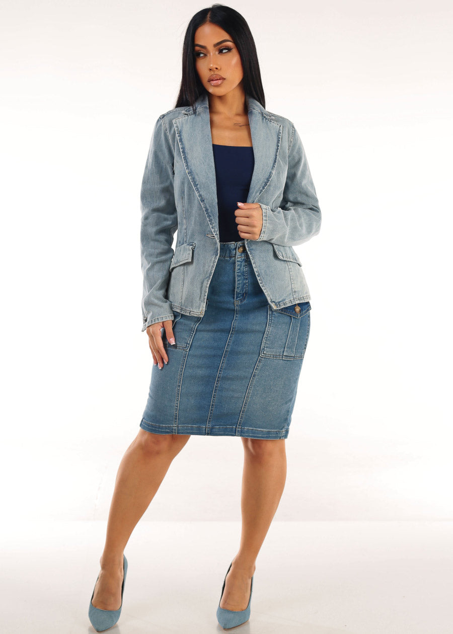 Denim Navy Butt Lift Skirt Trio