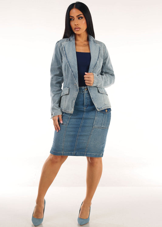 Denim Navy Butt Lift Skirt Trio