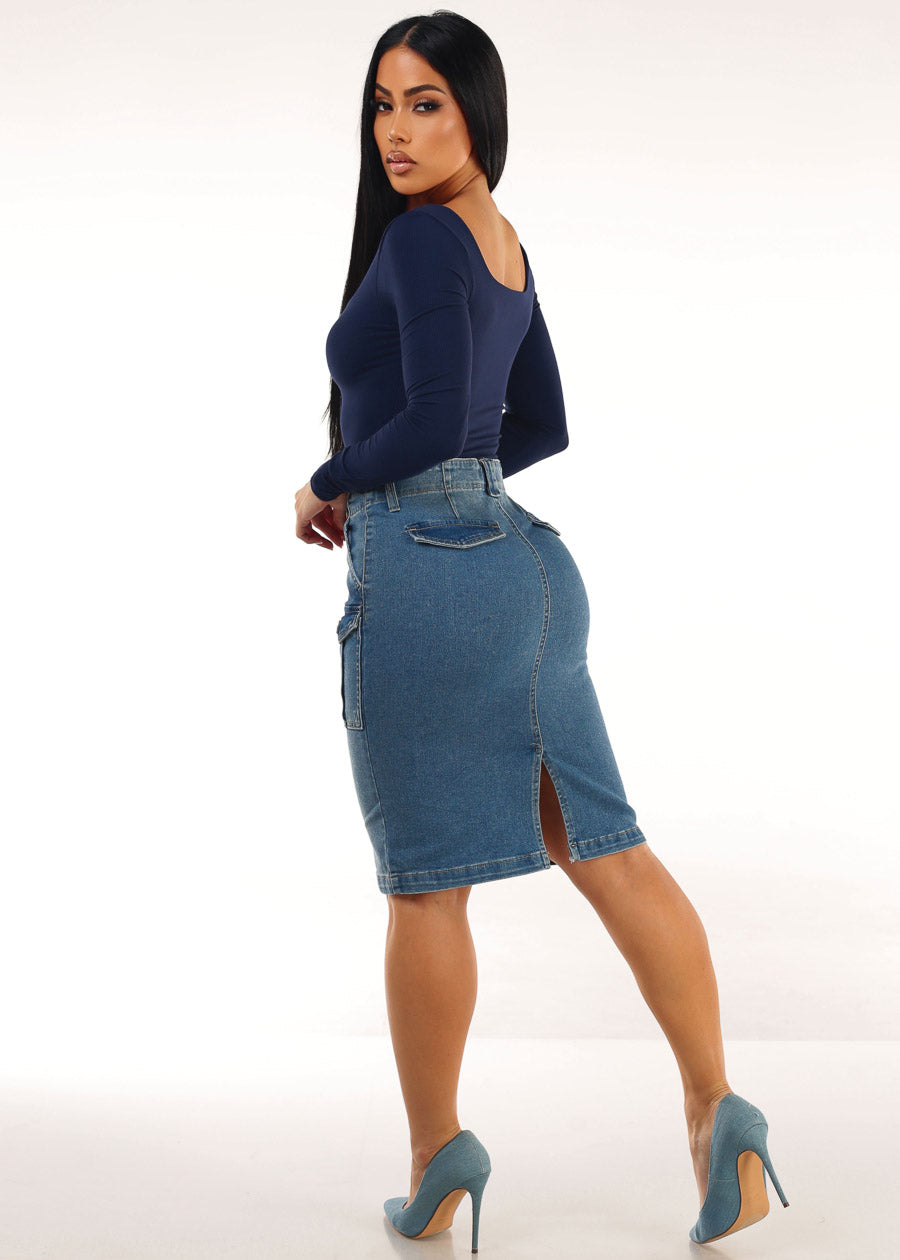 Denim Navy Butt Lift Skirt Trio