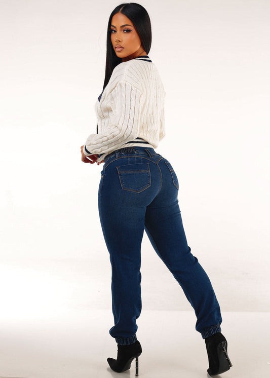 Cream Butt Lift Denim Outfit